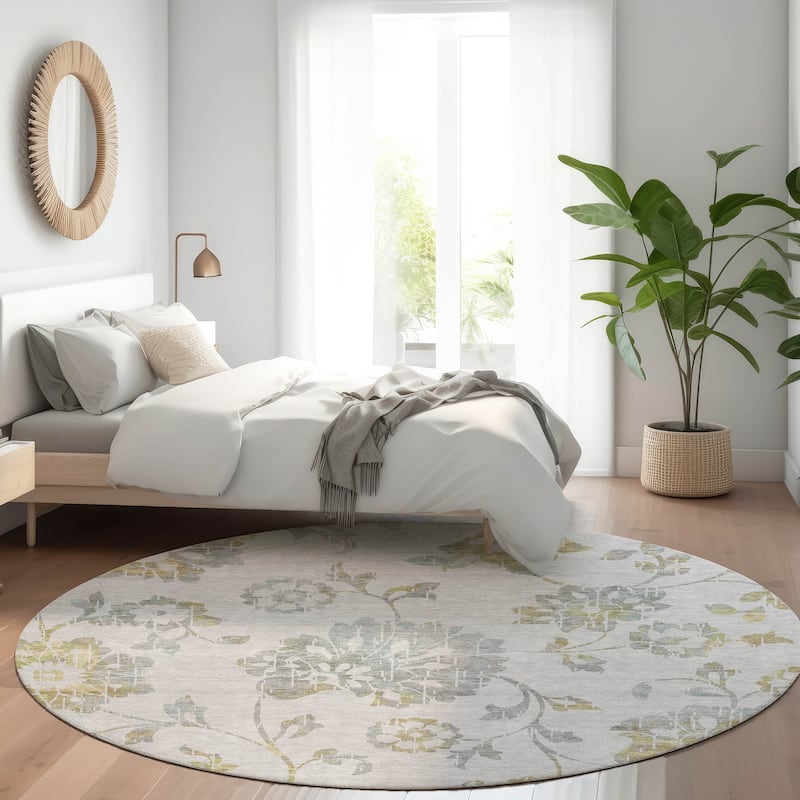 Machine Washable Indoor/ Outdoor Chantille Farmhouse Floral Rug