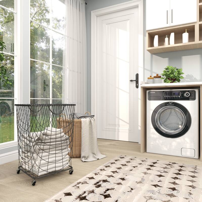 CosmoLiving by Cosmopolitan 26x16 Metal Rolling Storage Basket - 16"L x 16"W x 24"H