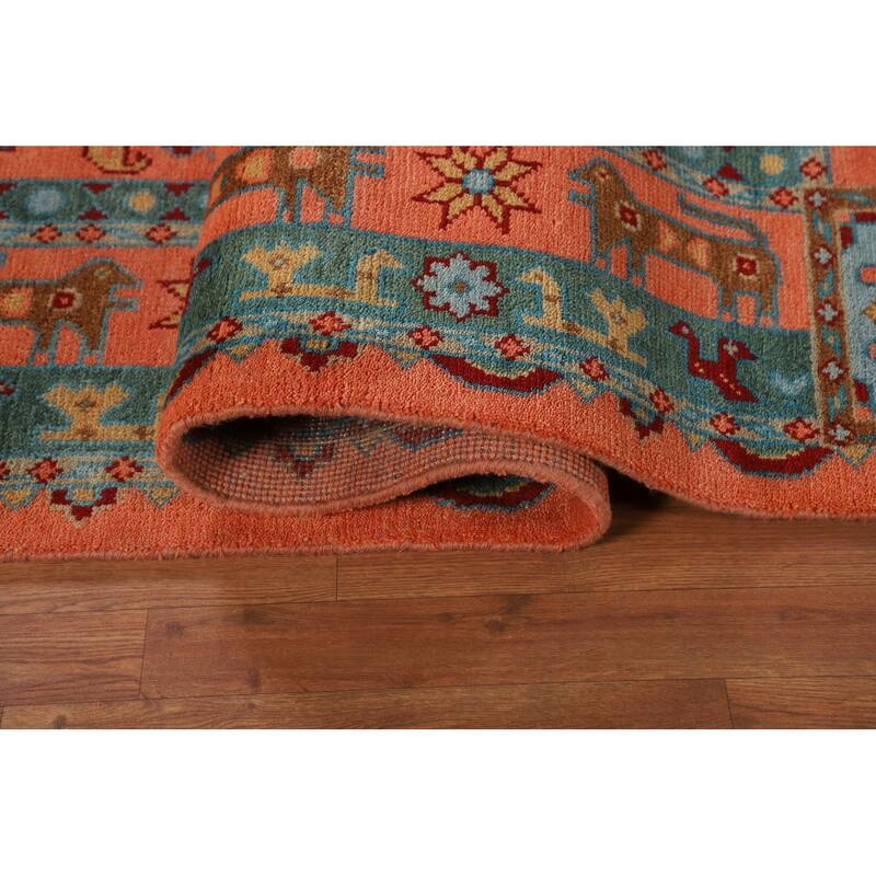Tribal Geometric Kazak Oriental Area Rug Handmade Wool Carpet - 8'8" X 11'8"