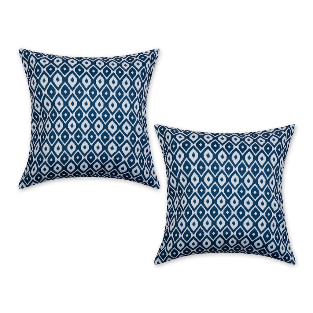 Blue Ikat Outdoor Pillow Cover 18x18 (Set of 2)