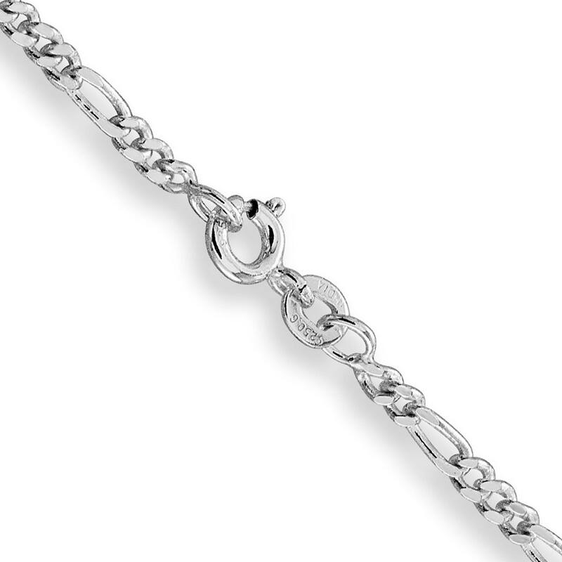 Curata 925 Sterling Silver Rhodium 2.5mm Figaro Chain Necklace (Lobster)