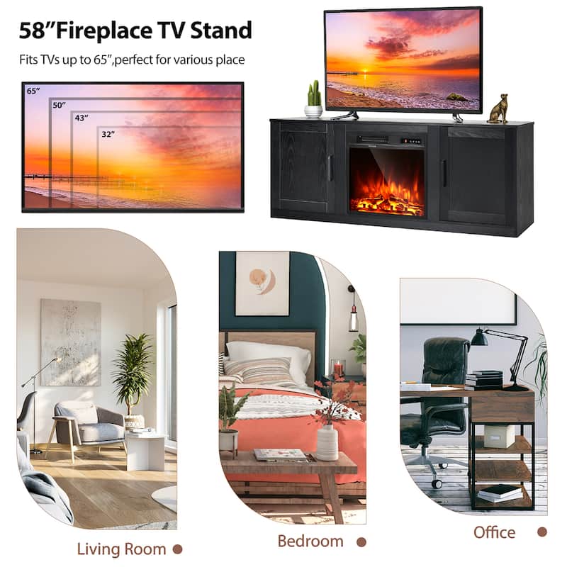 Costway 58'' Fireplace TV Stand Entertainment Console W/ 18'' Electric