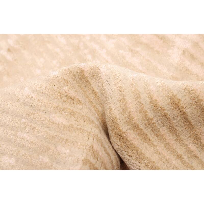 ECARPETGALLERY Hand-knotted Opulence Light Khaki Silk, Wool Rug - 7'11 x 9'9