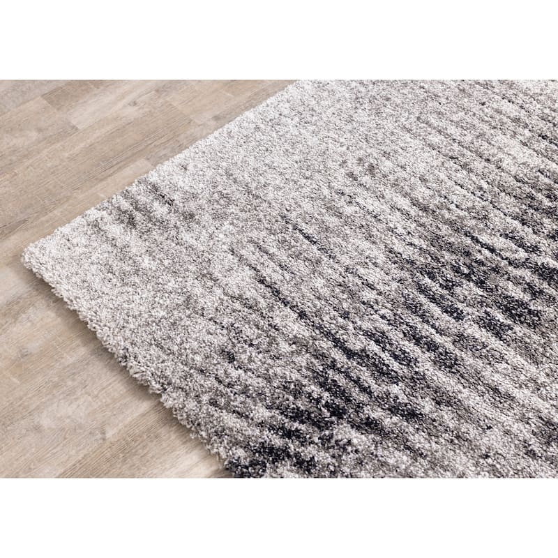 Soft Collection - Grey/Cream Distressed Ripple Rug