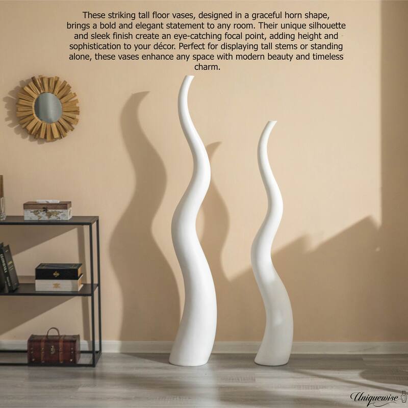 Tall Ceramic White Animal Horn Floor Vase Elegant for Entryway Dining Living Room Decor Statement Piece with Distinctive Antler