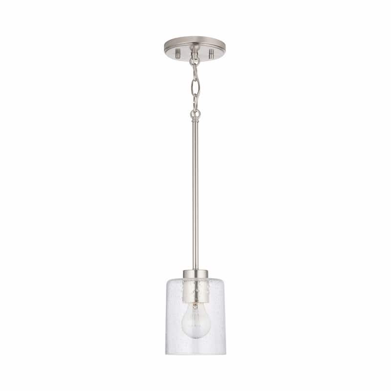 Greyson 1-light Hanging Pendant w/ Clear Seeded Glass - Brushed Nickel