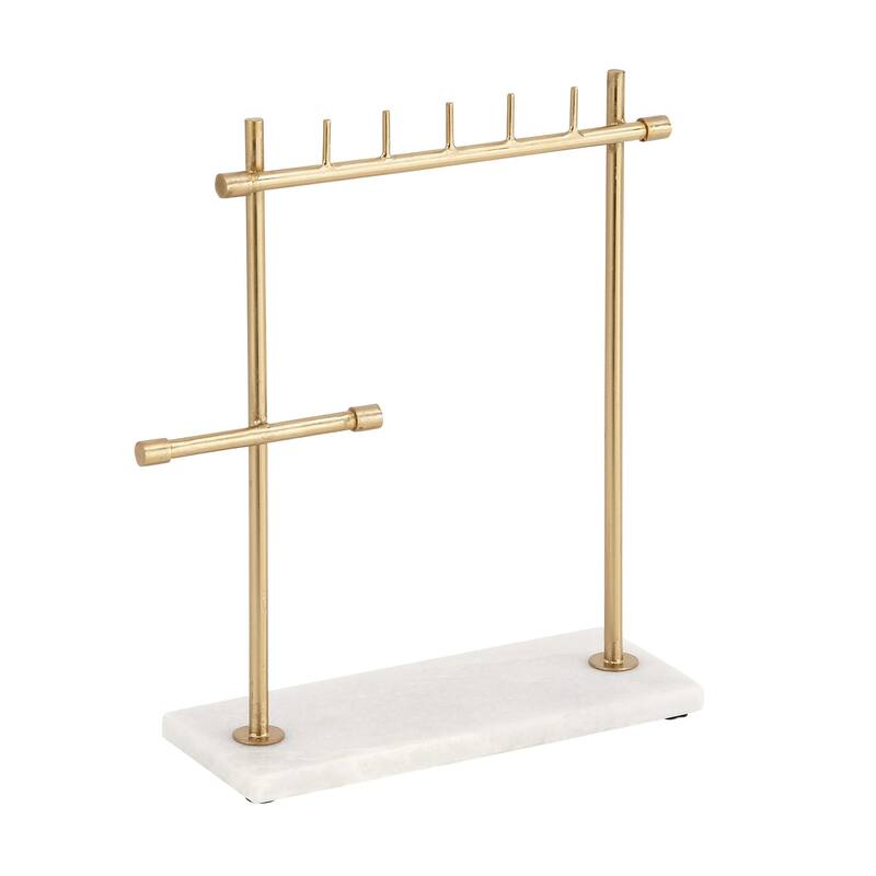 Marble Jewelry Stand with Rectangular Base - Gold - Roche River Decor