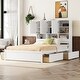 preview thumbnail 10 of 16, Queen Size Platform Bed with Storage Headboard and 4 Drawers White