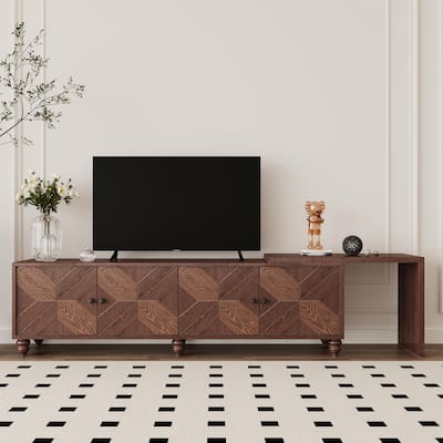 GDF Studio - Wexford 70"-90" Extendable Mid-Century TV Cabinet with Storage and Adjustable Shelves
