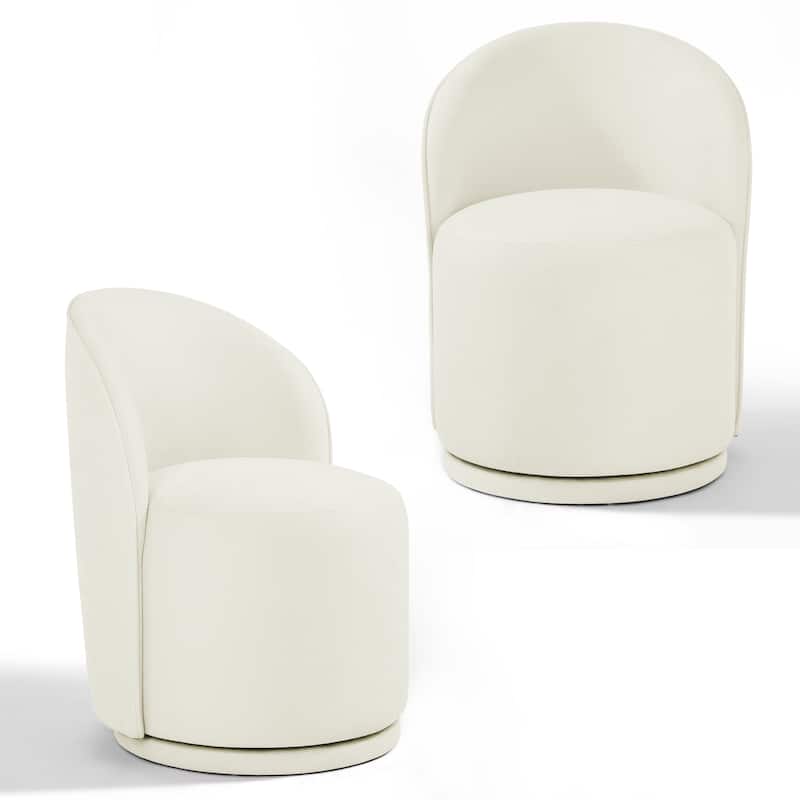 Upholstered Swivel Dining Chair Armless Barrel Chair