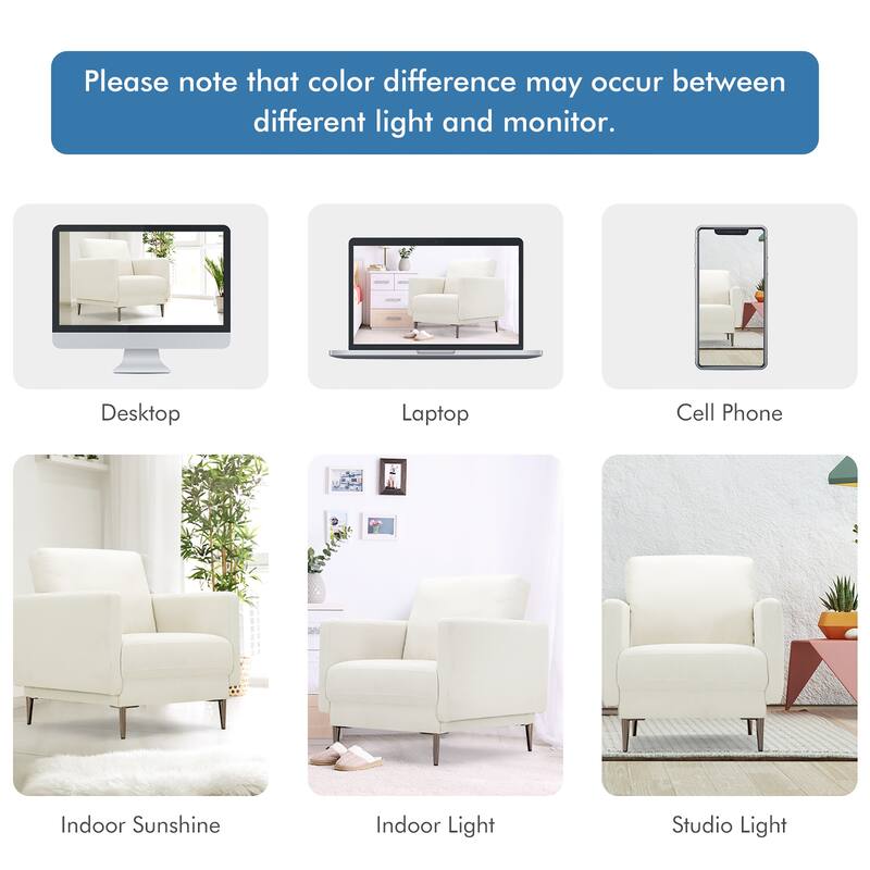 Costway Modern Upholstered Accent Chair Single Sofa Armchair Living