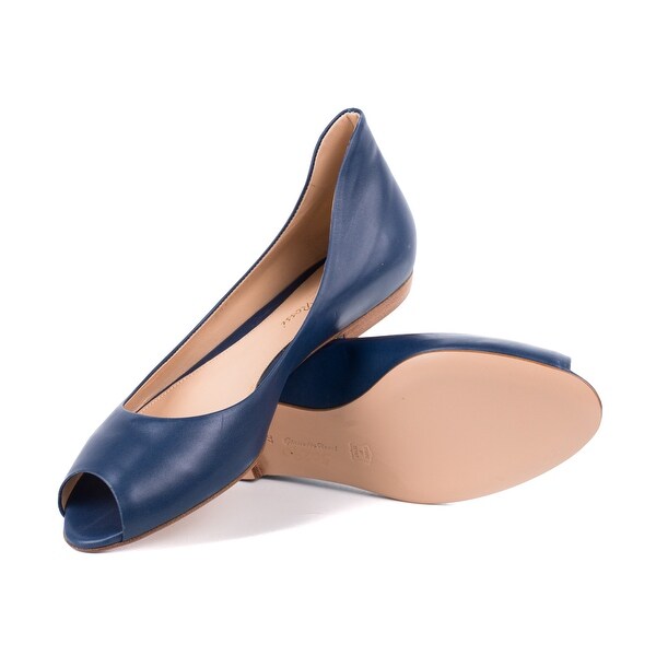 Gianvito Rossi Blue Leather Curved Heel 