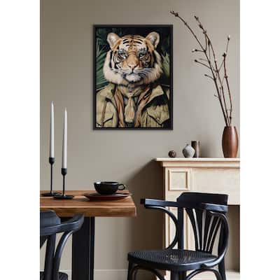 Kate and Laurel Sylvie Dark Tiger Framed Canvas by Creative Bunch Studio