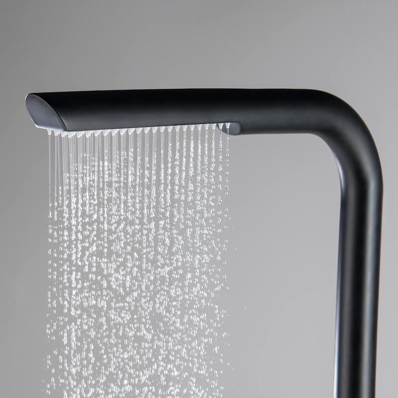 Rbrohant Freestanding Stainless Steel + Brass Outdoor Shower