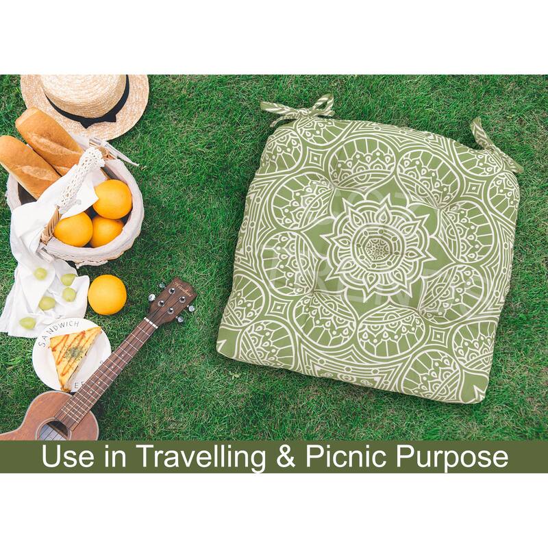 Indoor/Outdoor Chair Seat Cushion, Tufted, Weather, and Fade Resistant, 19" x 19"
