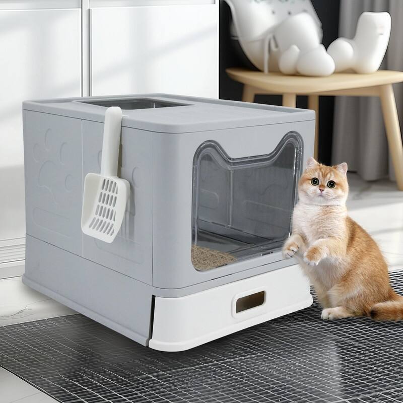 Extra Large Stainless Steel Enclosed Cat Litter Box With Lid Easy Cleaning