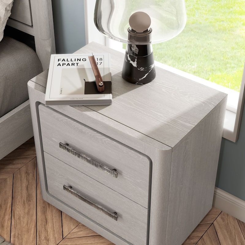 Furniture of America Sorelle Modern Solid Wood Nightstand with USB Ports