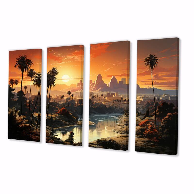 Designart "Los Angeles City Of Angels III" Los Angeles Multipanel Wall Decor set