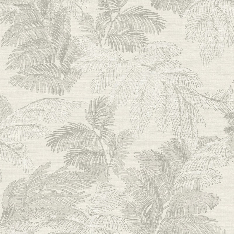Galerie Wallcoverings Italian Style Palm Leaf Design Vinyl on Non-woven Luster Wallpaper Roll - 33 feet x 21 inches - Beige