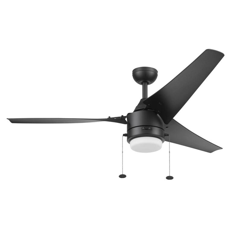 56" Prominence Home Teo Wet Rated Outdoor LED Ceiling Fan with Light, Pull Chain, Dual Mounting, Weather Resistant Blades