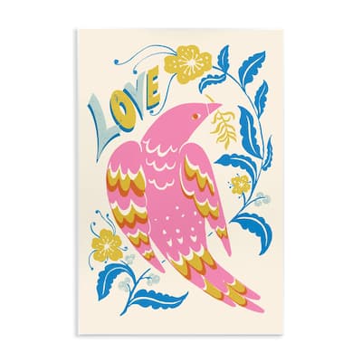 Stupell Groovy Folk Love Bird Wall Plaque Art Design By Hannah Moren
