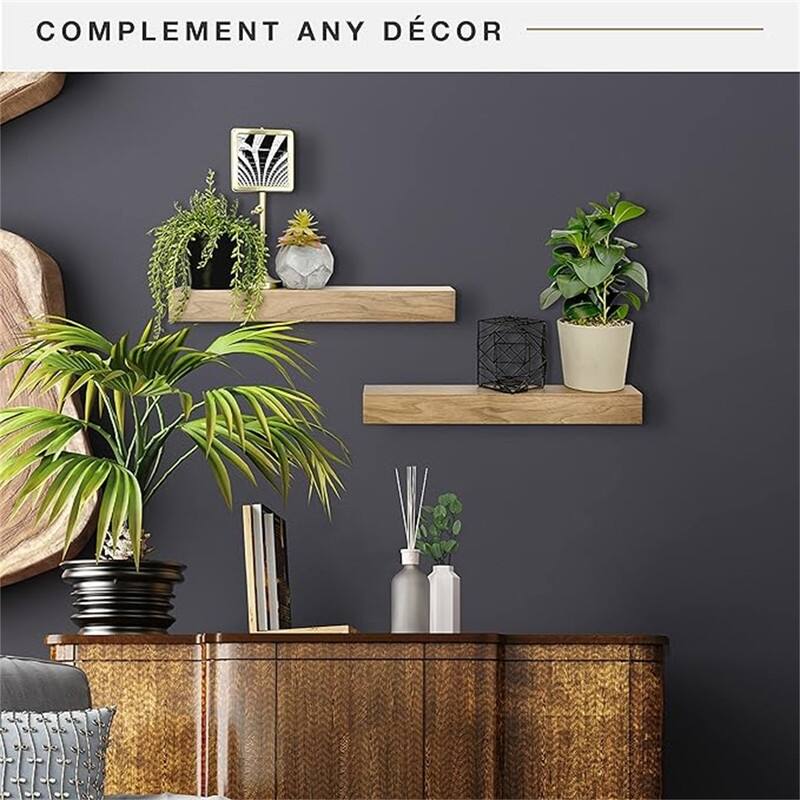 Natural Woodgrain Floating Shelves, 18 Inch x 4 Inch, Set of 2, 18 x 4 - 4"D x 18"W x 2"H