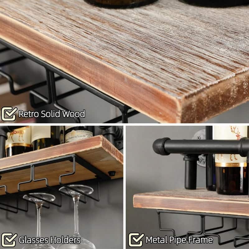 Industrial Wall Mounted Wine Rack - 20.08"x7.87"x7.87"