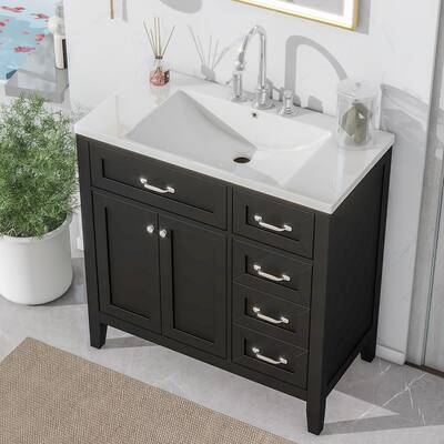 Bathroom Vanities with Sink Combo, Wood Bathroom Cabinet with Soft Closing Doors, Bathroom Vanity Set with 3 Drawers