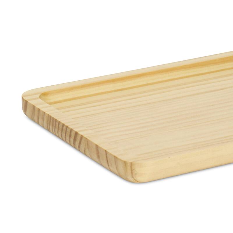 Kishen Ridge Rectangular Natural Wood Glossy Tray