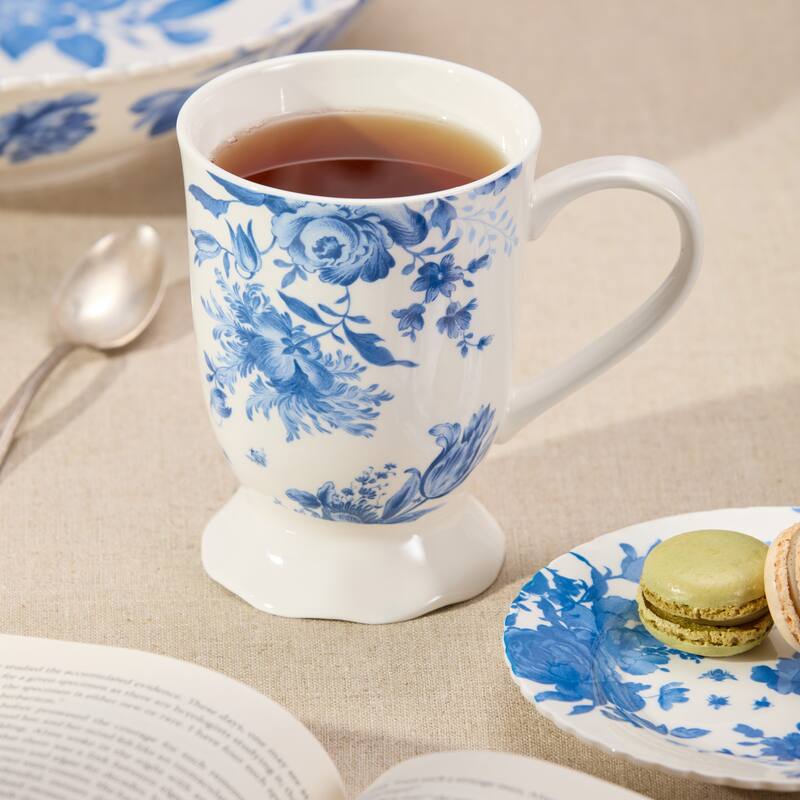 Certified International Gabrielle Blue 16 oz. Mugs, Set of 6 Assorted Designs