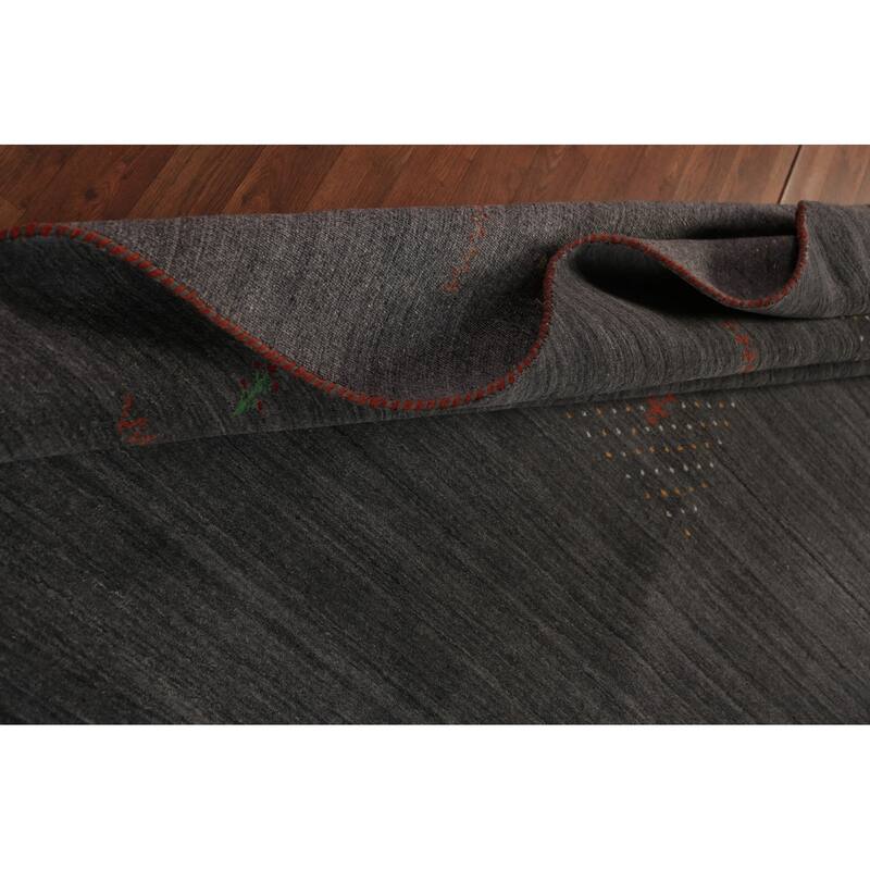Gabbeh Oriental Area Rug Hand-Knotted Wool Carpet - 8'4"x 9'10"