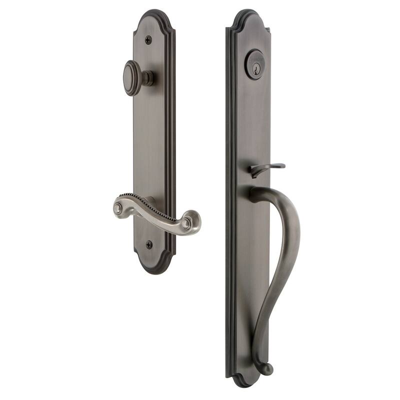 Grandeur Arc Solid Brass Rose Right Handed Keyed Entry Single Cylinder - Antique Pewter