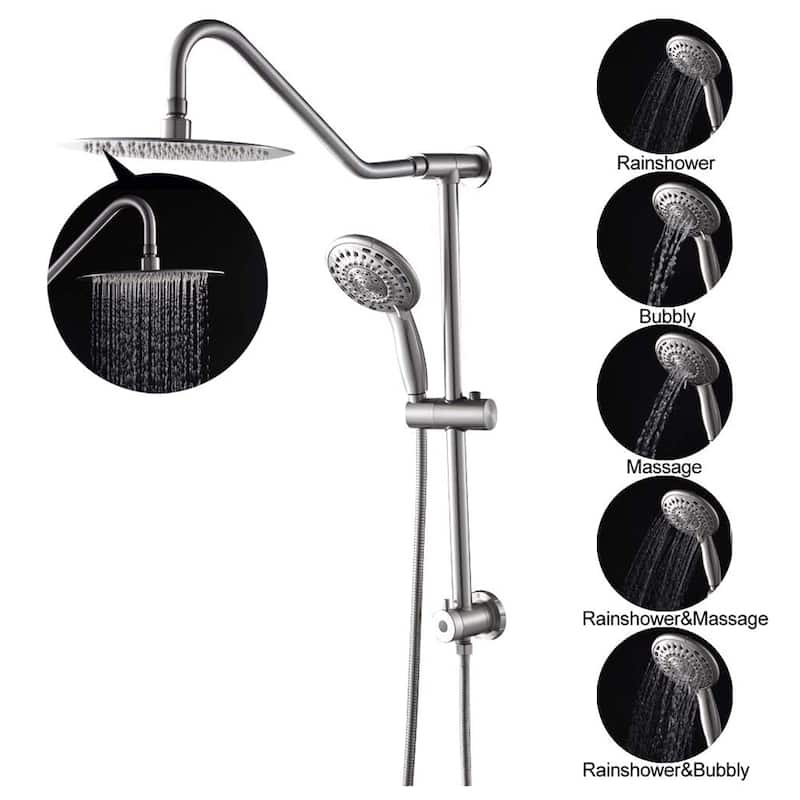 10-inch Brushed Satin Dual Shower Head with Handheld