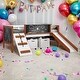 preview thumbnail 1 of 7, Stylish & Simple Twin Loft Bed with Built-in Slide and Chalkboard Panels, Solid Construction & Versatility galore, Cherry Oak Oak