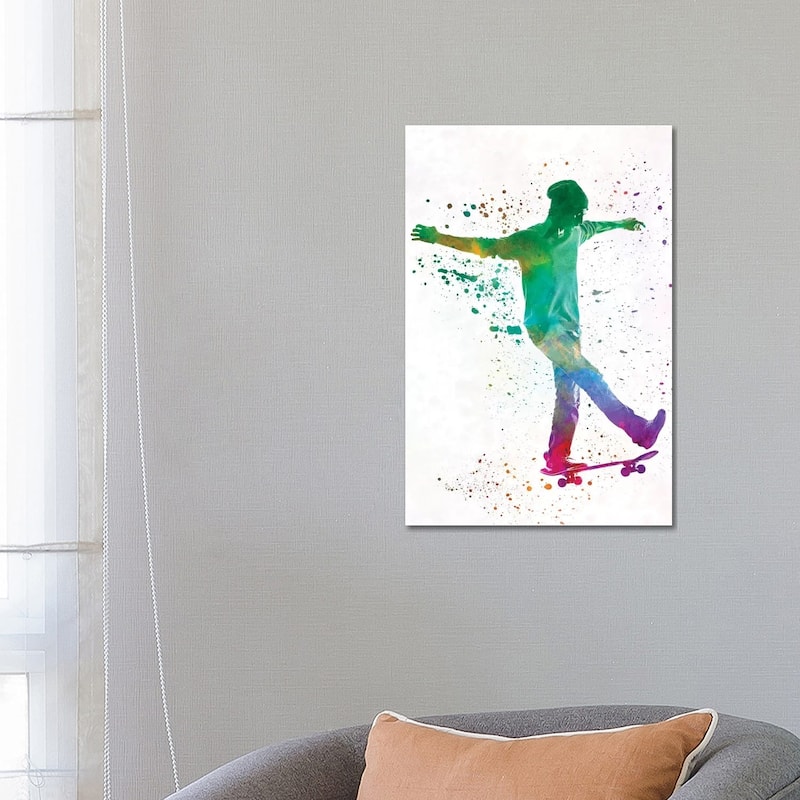 iCanvas "Skateboarder In Watercolor VII" by Paul Rommer Canvas Print - 26x18x1.5
