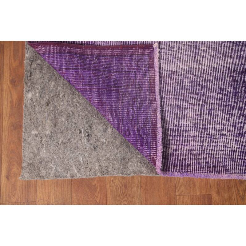 Distressed Anatolian Turkish Vintage Rug Handmade Purple Wool Carpet - 8'1" x 11'8"