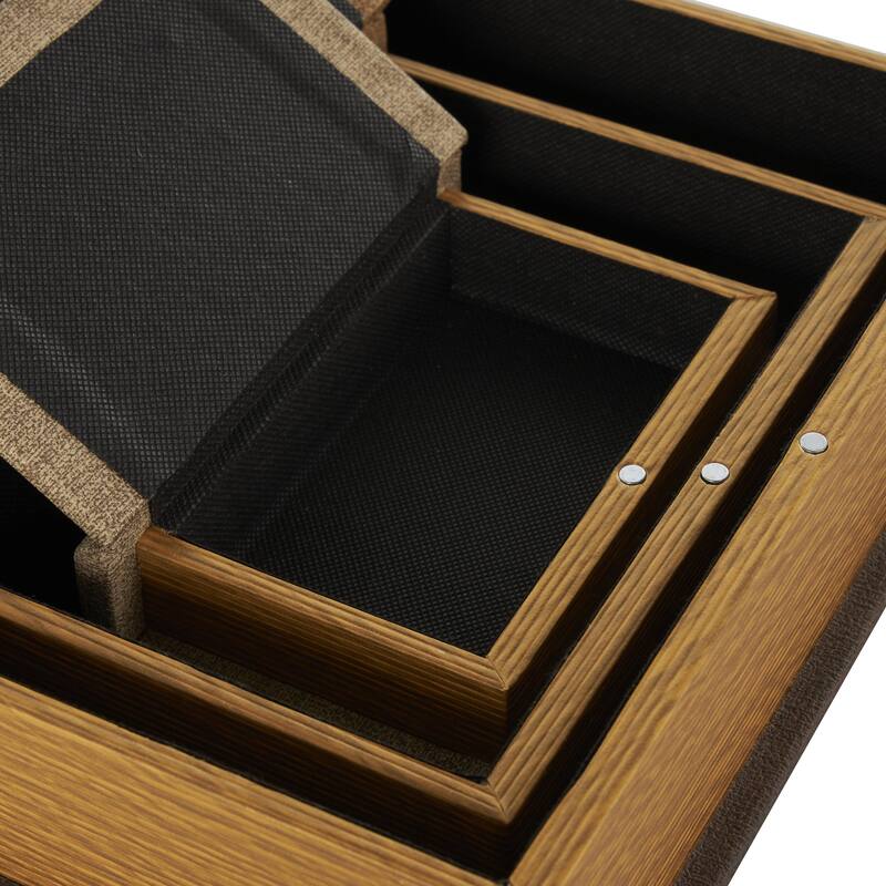 Roche River Decor - Linen Fabric Chevron Patterned or Texxtured Faux Book Storage Box - Set of 3 or 4 Multi-Colored