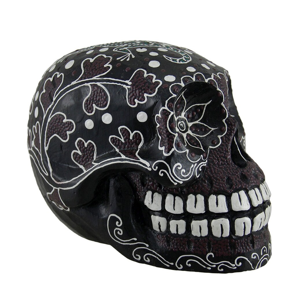 Shop Dot Painted Decorated Wooden Sugar Skull Statue With Lizard