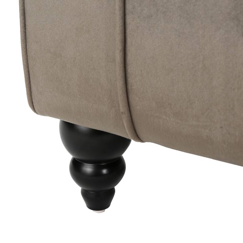 Roomfitters Tufted Velvet Chaise Lounge with Bolster Pillow, Elegant Relaxing Accent Seating