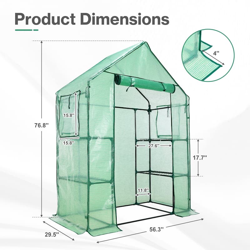 Aoodor Walk-in Greenhouse with 4 Shelves