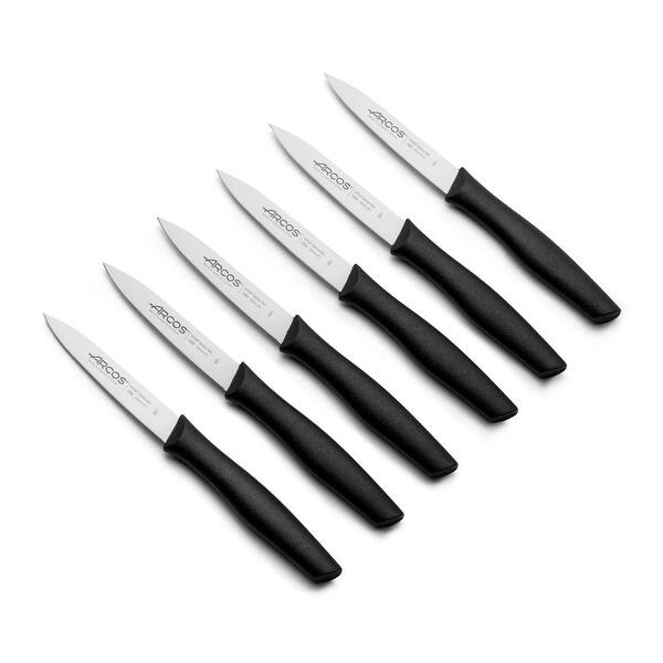 slide 1 of 1, ARCOS Set 6 pieces Paring Knife 4 Inch. Paring Knives of Stainless Steel for Cutting Fruits, Vegetables and Tubers. Series Nova