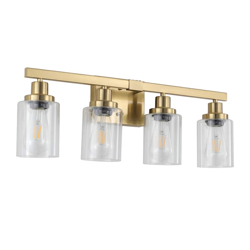 24" 4-Light Vanity Light with Clear Glass Shades, Modern Iron Metal Bathroom Wall Fixture for Mirror (No Bulbs)