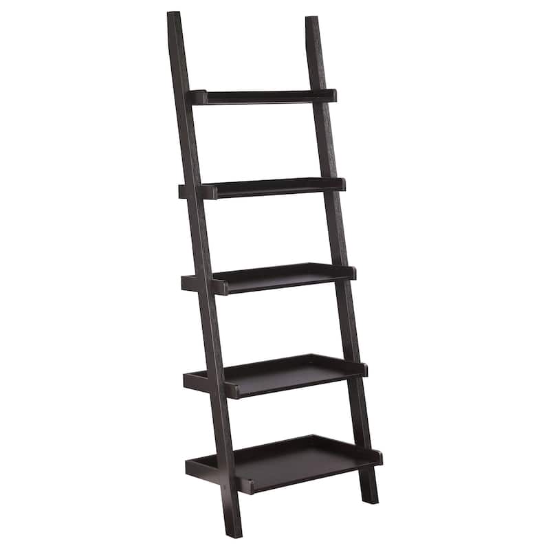 Api 3 Piece Angular Ladder Desk Set, 4 Drawers, 13 Shelves, Dark Brown
