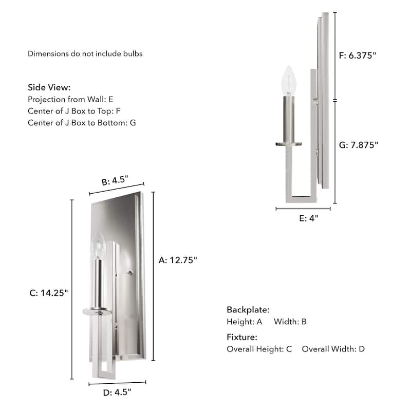 Hunter Bearden Wall Sconce - Hallway, Bedside, Bathroom - Contemporary, Candle, Industrial, Geometric - Damp Rated!