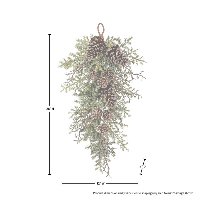 28" Iced Northwoods Evergreen Pinecone Swag
