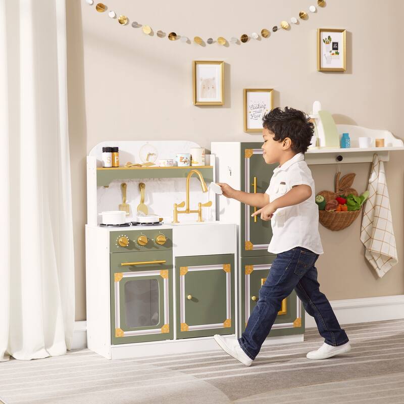 Teamson Kids Little Chef Versailles Deluxe Play Kitchen - 36.5" L x 11.5" W x 35.98" H - Green - Kitchens - 36.5" L x 11.5" W x 35.98" H