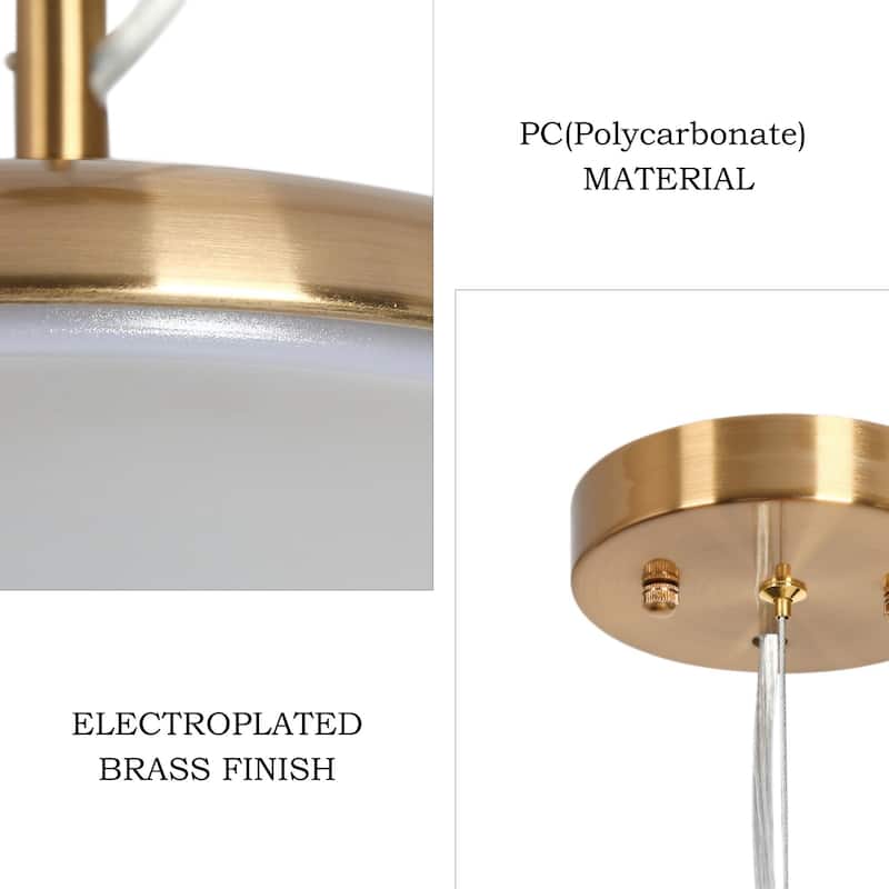 Modern Glam 1-Light Metal Gold LED Pendant Light Kitchen Island Lights for Dining Room - 10" D x 8" H