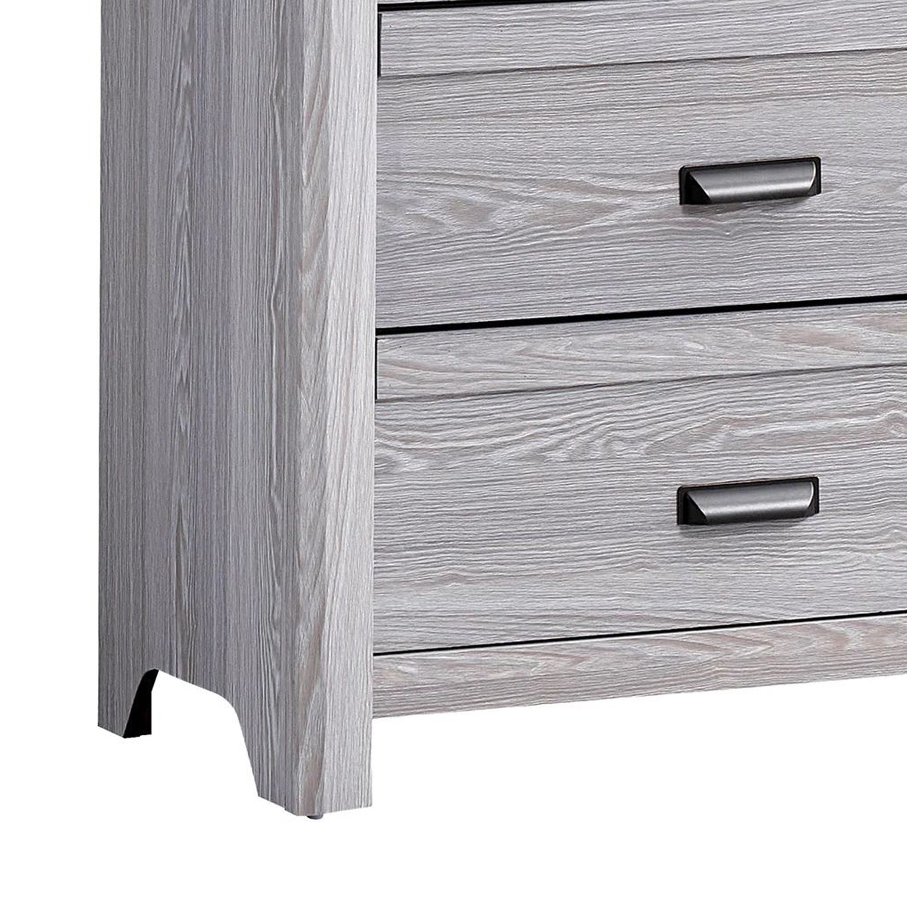grey driftwood dresser Laide Wide with 6 Drawers, Cup Handles, Gray Veneer Drawer