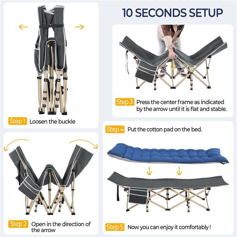 Yaheetech Folding Camping Cot with Mat Heavy-duty Portable Outdoor Bed with Carry Bag
