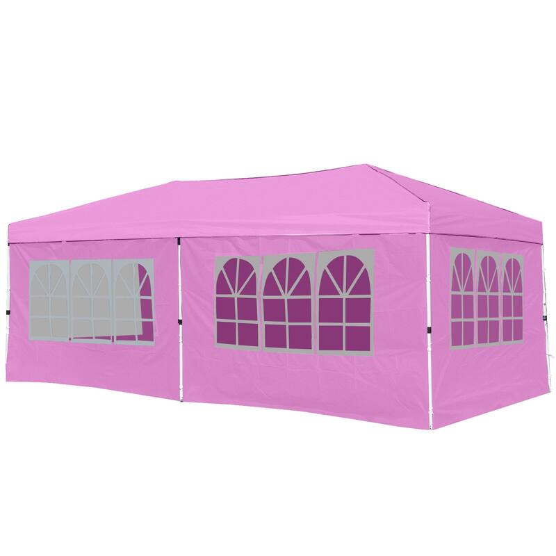 Gymax 10 X 20 FT Pop up Canopy Tent w/ 6 Sidewalls Wheeled Bag 6